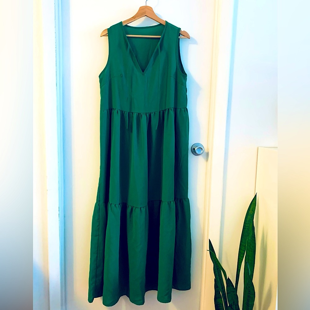Tie Front Ruffle Hem Maxi Dress